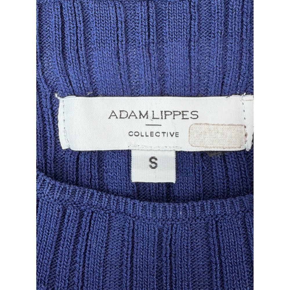 Adam Lippes Collective Navy Ribbed Knit Sweater Button Side Midi Dress Small - Picture 6 of 7